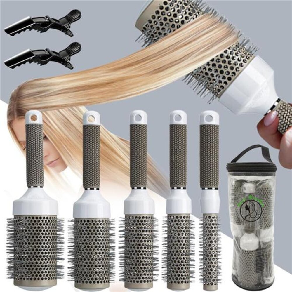 Professional Hair Styling Brush Set - Black and White